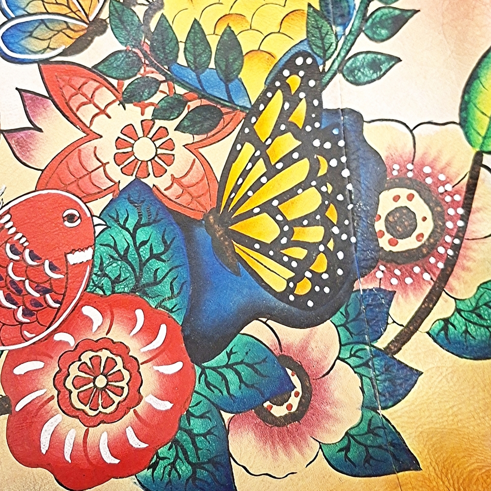 Sharif Hand Painted 1827 Birds and Flowers and Butterflies Tote Bag - Picture 13 of 16